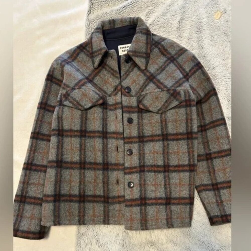 New Aritzia Sunday Best Sky Plaid Shirt Jacket